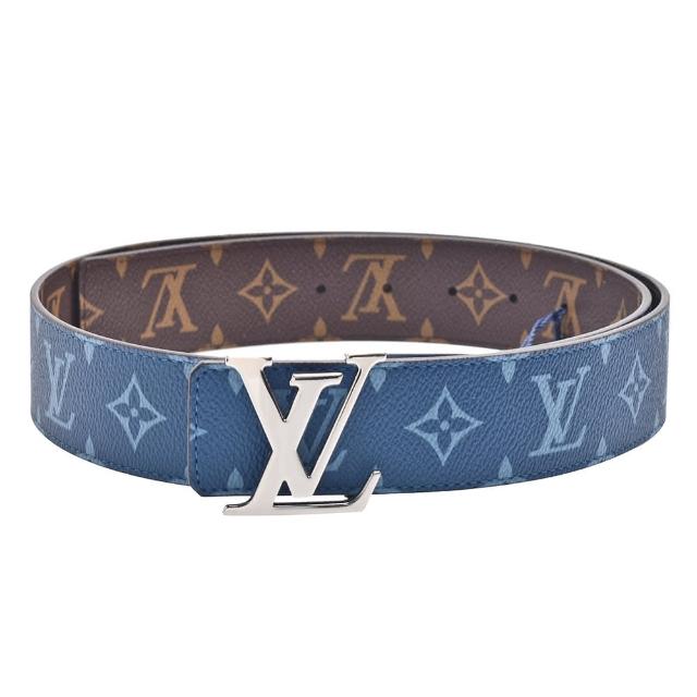 【Louis Vuitton 路易威登】M8393T Initiales 40經典Monogram花紋帆布雙面腰帶皮帶(藍色)