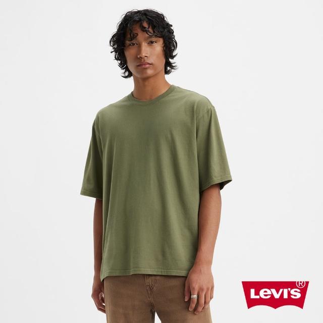 【LEVIS 官方旗艦】男款 短袖T恤 / 220G厚磅 / 全素寬鬆休閒版型 / 軍綠 熱賣單品 A6770-0002