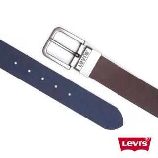 【LEVIS 官方旗艦】男款 雙面用皮帶 精工Logo鐫刻釦頭 咖啡/藍色 人氣新品 D6605-0002