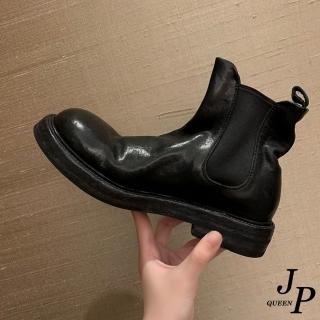 【JP Queen New York】復古抓皺內加絨彈力圓頭短靴(4色可選)
