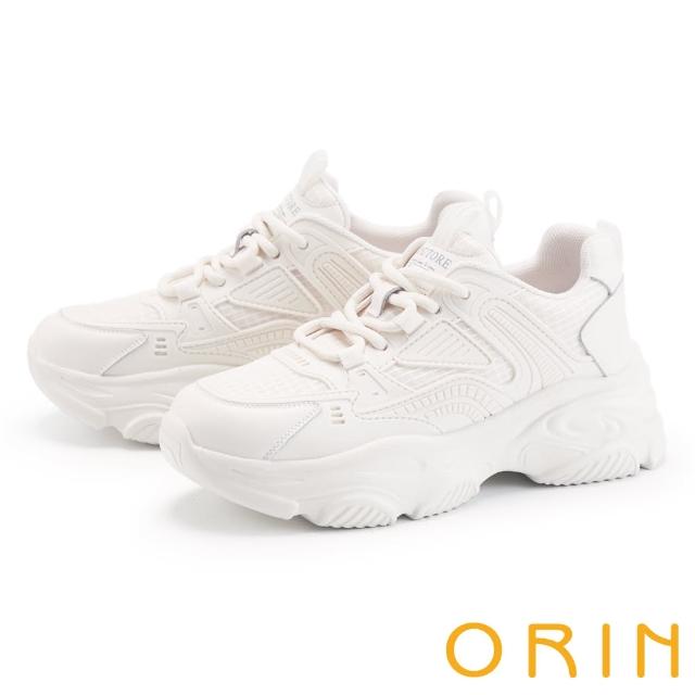 【ORIN】復古潮流綁帶厚底老爹鞋(白色)