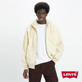 【LEVIS 官方旗艦】男款 寬鬆版連帽外套 / 大口袋設計 / 暖身鋪毛 / 牛奶白 熱賣單品 A5812-0001