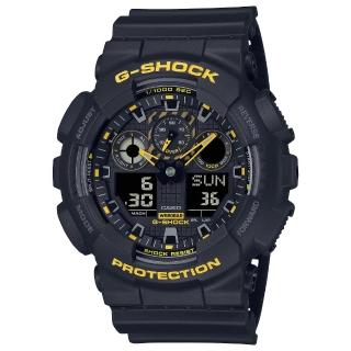 【CASIO 卡西歐】G-SHOCK酷炫黑黃色彩雙顯錶(GA-100CY-1A)