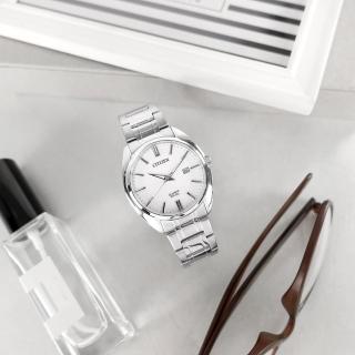 【CITIZEN 星辰】極簡時尚 礦石強化玻璃 日本機芯 日期 不鏽鋼手錶 白色 41mm(BI5100-58A)