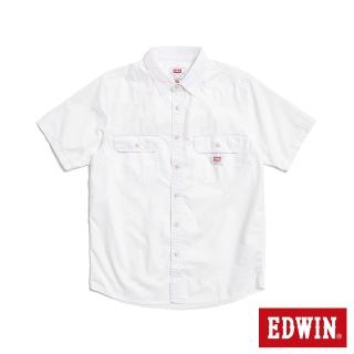 【EDWIN】男裝 野戰短袖襯衫(米白色)