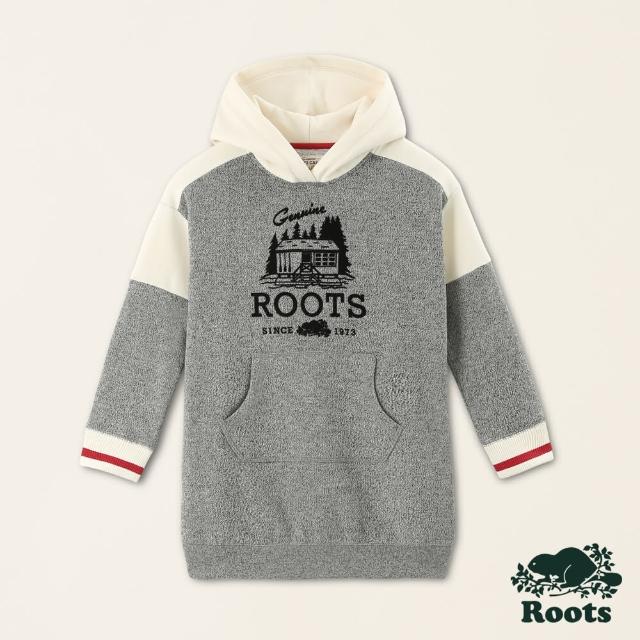 【Roots】Roots大童-經典小木屋系列 經典LOGO連帽洋裝(灰色)
