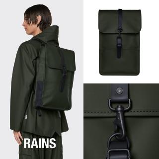 【RAINS官方直營】Backpack 經典防水雙肩背長型背包(Green 森林綠)