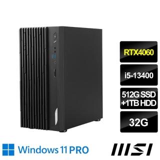 【MSI 微星】i5 RTX4060電腦(PRO DP180 13-032TW/i5-13400/32G/512G SSD+1T HDD/RTX4060-8G/W11P)