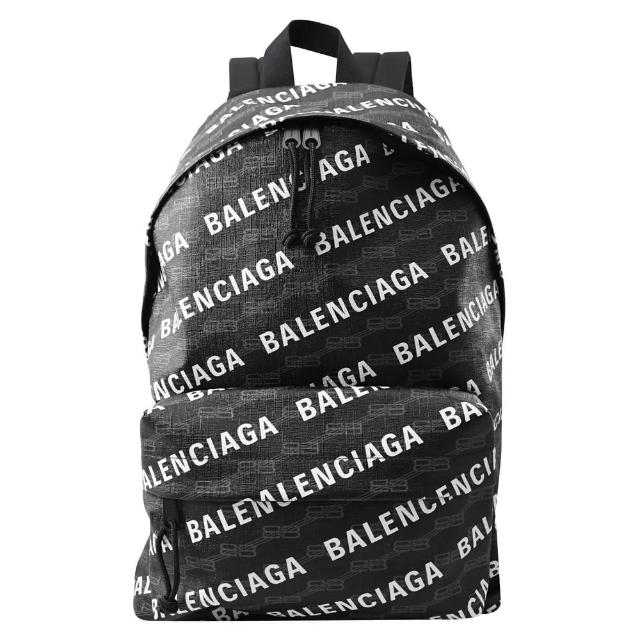 【Balenciaga 巴黎世家】Signature 新版經典LOGO印花商務包旅用包後背包(黑 大款)