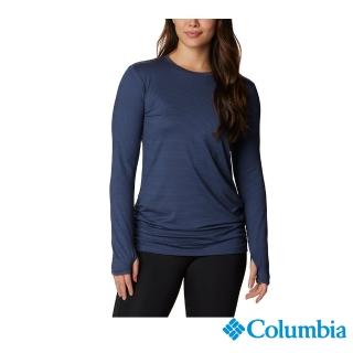 【Columbia 哥倫比亞 官方旗艦】女款-Leslie FallsUPF50快排長袖上衣-深藍(UAP72670NY/HF)