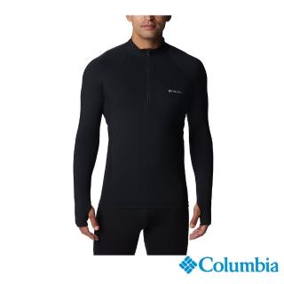 【Columbia 哥倫比亞 官方旗艦】男款-Omni-Heat鋁點保暖快排半開襟內著上衣-黑色(UAM63300BK/HF)