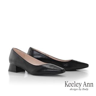 【Keeley Ann】簡約羊皮方頭低跟鞋(黑色385258210)