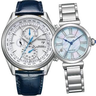 【CITIZEN 星辰】Eco-Drive 相伴一生光動能對錶 禮物 手錶 男錶 女錶(AT8260-18A+EM1060-87N)