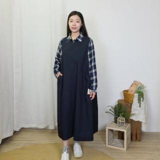 【Hana Mokuba】花木馬日系女裝無袖寬鬆日系感廓形外搭洋裝(洋裝)