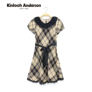 【Kinloch Anderson】圓領蕾絲泡泡袖綁帶洋裝連身裙 金安德森女裝(KA0165710 卡其)