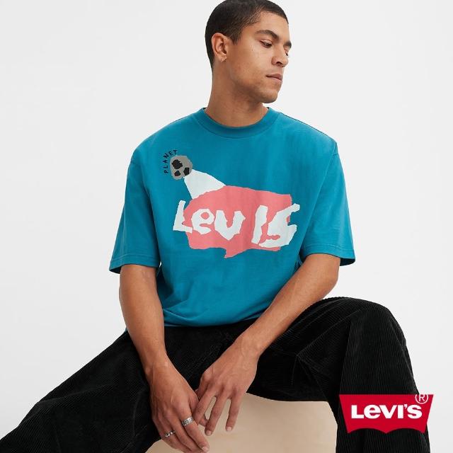 【LEVIS 官方旗艦】滑板系列 男款 重磅寬鬆版短袖T恤 / 街頭塗鴉印花 / 210GSM厚棉 藍 熱賣單品 A1005-0016
