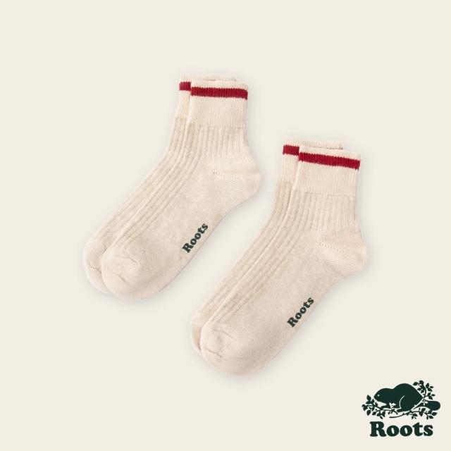 【Roots】Roots配件-經典小木屋系列 經典元素舒適踝襪-2入組(燕麥色)
