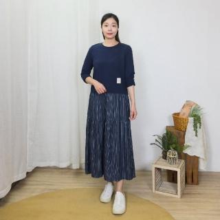 【Hana Mokuba】花木馬日系女裝面料拼接層次休閒洋裝(洋裝)