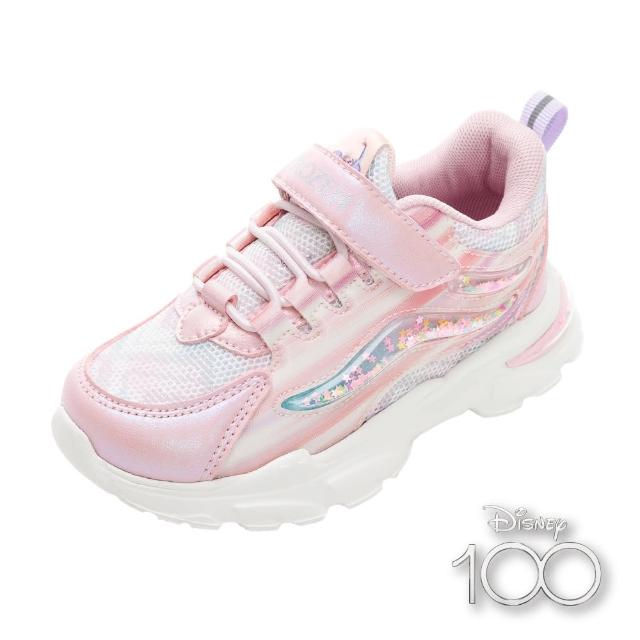 【Disney 迪士尼】正版童款 100周年紀念款 冰雪奇緣 輕量運動鞋/透氣 防臭 易穿脫 粉紅(FOKR37513)