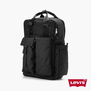 【LEVIS 官方旗艦】男女同款 手提、後背兩用背包 / 字母Logo浮雕 黑 人氣新品 D7739-0001