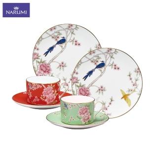 【NARUMI 鳴海骨瓷】女王花園骨瓷雙人茶杯點心盤組