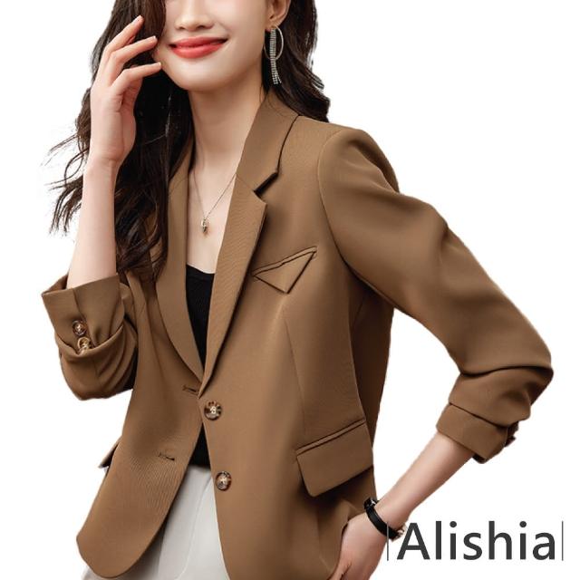 【Alishia】日韓系休閒簡約短款西裝外套(現+預 黑 / 米白 / 卡其)
