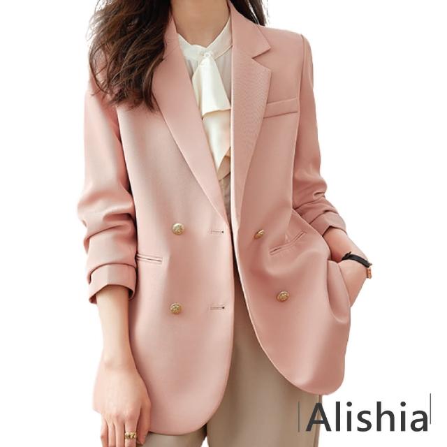 【Alishia】高級感時尚雙排扣OL西裝外套(現+預 黑 / 棕 / 粉)