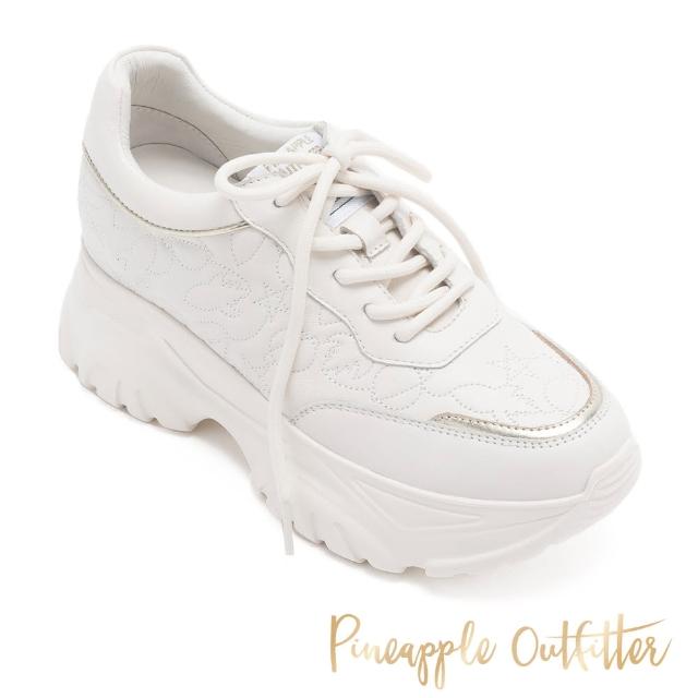 【Pineapple Outfitter】ADWIN 真皮造型縫線增高老爹鞋(白色)