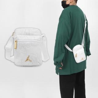 【NIKE 耐吉】包包 Jordan Shoulder Bag 男女款 白 金 小包 斜背 肩背 喬丹(JD2343005AD-002)