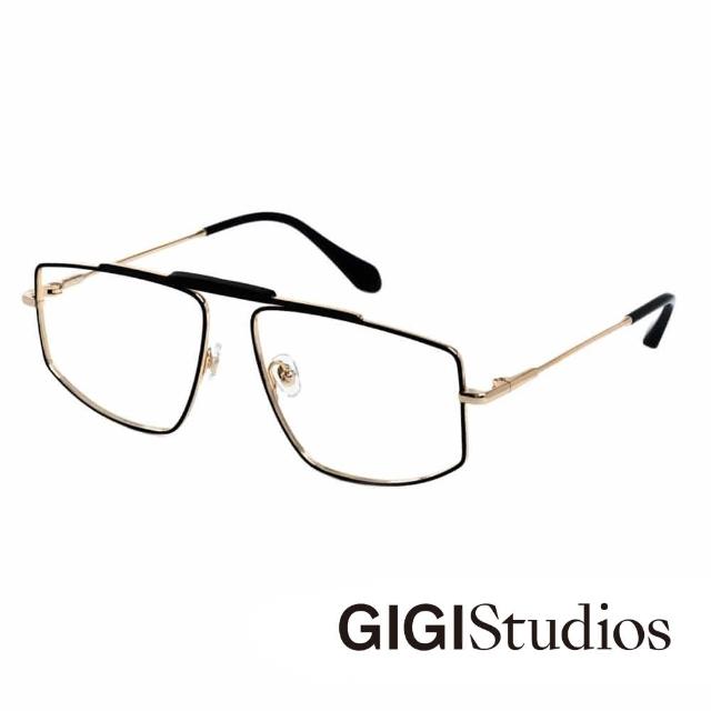 【GIGI Studios】方框高鼻梁光學眼鏡(金 - DAVID-6475/9)