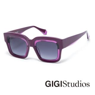 【GIGI Studios】西班牙設計內圈透明歐美造型墨鏡(紫 - DAZZLE-6823/6)