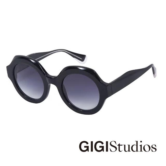 【GIGI Studios】極致幾何圓弧太陽眼鏡(黑 - MADDIE-6706/1)