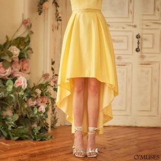 【OMUSES】前短後長黃色婚紗緞裙13-32217(S-3L)