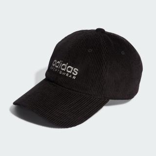 【adidas 愛迪達】Low Dad Cap Cor 棒球帽 帽子 運動 經典 休閒 燈芯絨 復古 黑(IB2664)