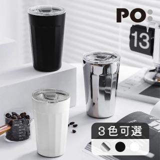 【PO:】不鏽鋼陶瓷塗層棱角保溫咖啡杯460ml(多色可選/保溫杯)