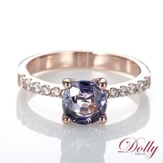 【DOLLY】1克拉 18K金天然尖晶石玫瑰金鑽石戒指(006)