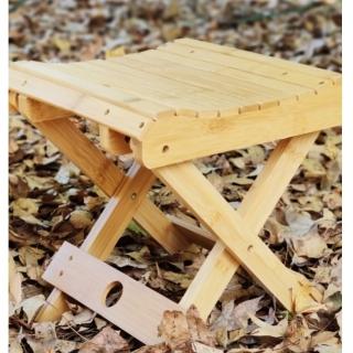 【May shop】四入一組 楠竹可折疊凳子多功能納涼凳便攜式實木釣魚凳