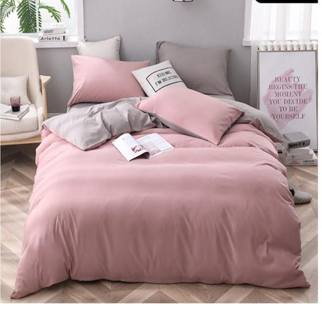 北歐簡約超柔粉嫩色系雙人床包被套枕套4件組(3款可選)