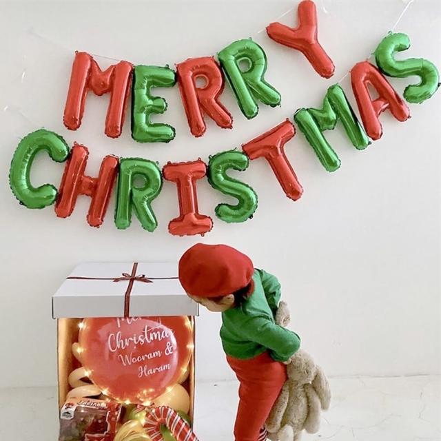 聖誕節佈置16吋聖誕字母鋁模氣球1組(聖誕節 氣球 派對 佈置 耶誕 掛飾 裝飾 布置)