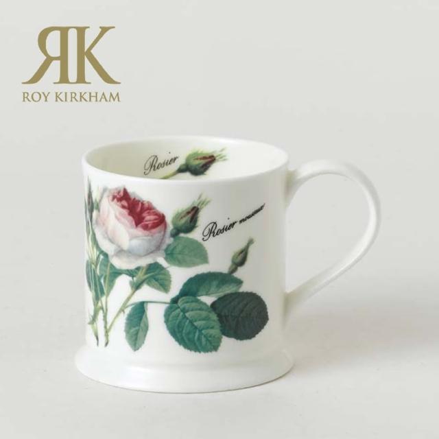【英國ROY KIRKHAM】Redoute Rose 浪漫淺玫瑰系列320ml骨瓷寬底馬克杯(英國製造進口)