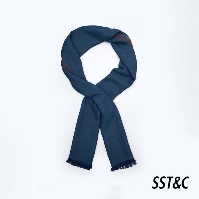 【SST&C 換季６５折】藍棕雙色圍巾3112309005