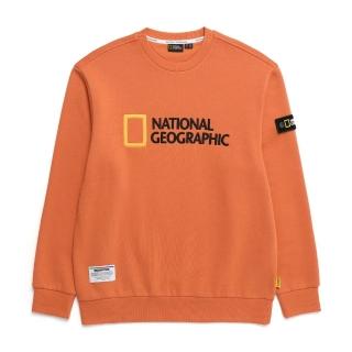 【National Geographic 國家地理】PLICATA 大 LOGO 刷毛衛衣 - 橙色(男女同款/刷毛大學T)