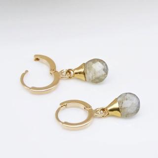 【Dinner collection】金蓋垂式水滴寶石耳環