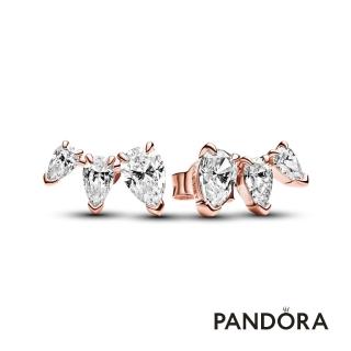 【Pandora官方直營】璀璨梨形三葉針式耳環