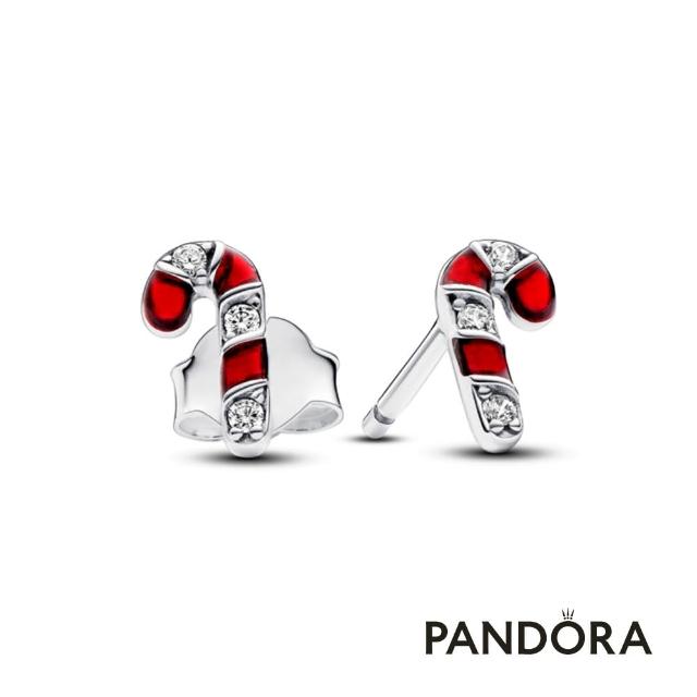 【Pandora官方直營】璀璨拐杖糖針式耳環