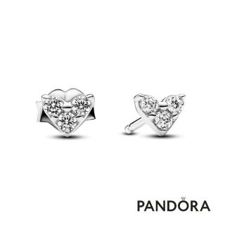 【Pandora官方直營】璀璨三角心形針式耳環