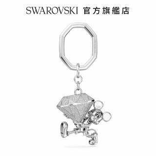 【SWAROVSKI 官方直營】Disney Mickey Mouse 鑰匙扣白色 鍍白金色 交換禮物(Disney 100)
