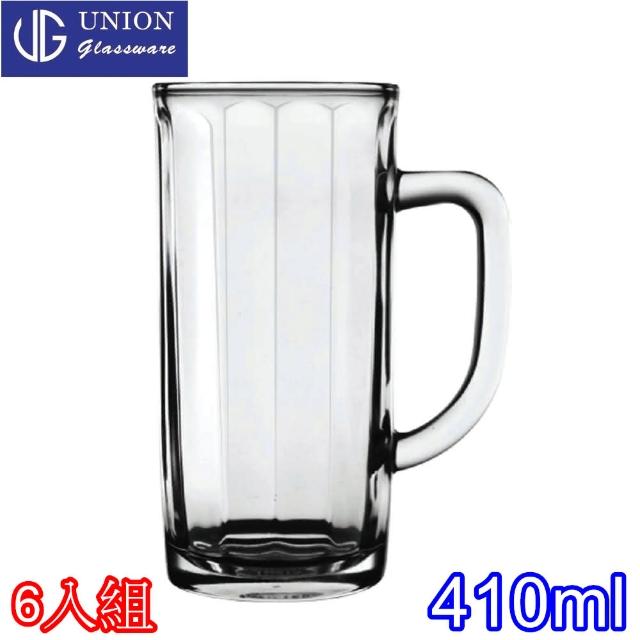 【UNION】玻璃內直線有柄啤酒杯410cc(六入組)