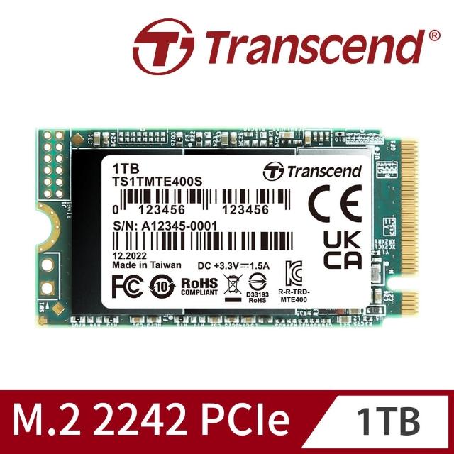 Transcend 創見】MTE400S 1TB M.2 2242 PCIe Gen3x4 SSD固態硬碟