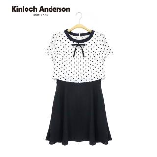 【Kinloch Anderson】雪紡綁結假兩件短袖洋裝連身裙 金安德森女裝(KA0657013 黑/白)